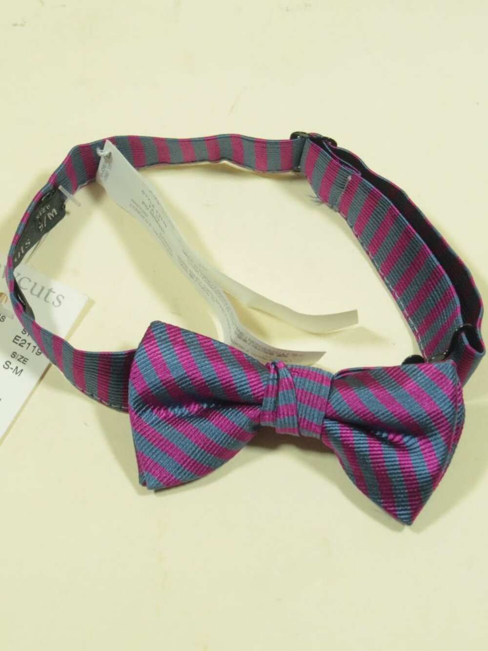 Crewcuts Silk Bow Tie Boys S / M Purple Blue Grosgrain Striped New